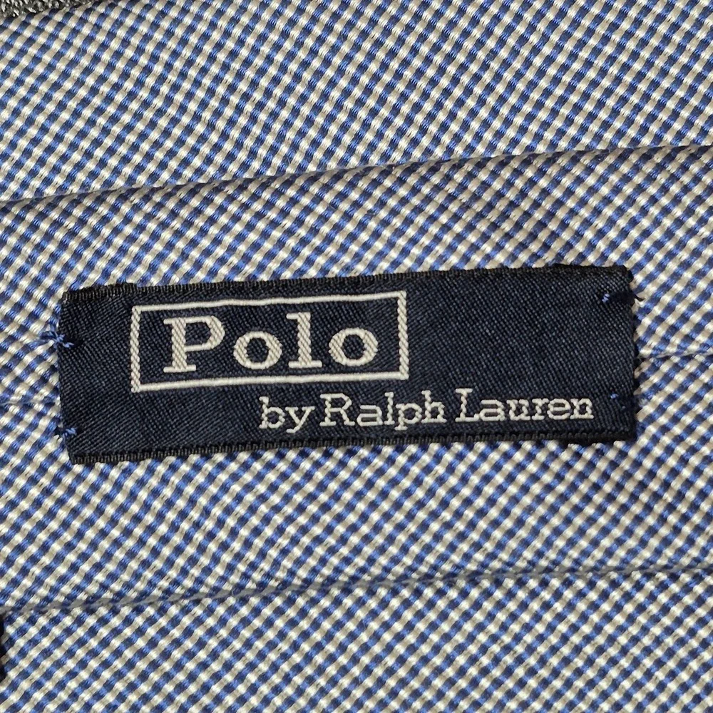 Polo Ralph‎ Lauren Handmade Italy Silk Cotton Blue Micro Check Necktie Preppy